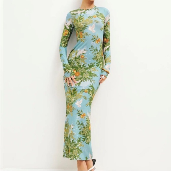 RARE REFORMATION Tommie Knit Dress Villa Livia Blue Women’s Size XL - Picture 2 of 11